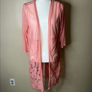 Forgotten Grace Pink Lace Open Cardigan